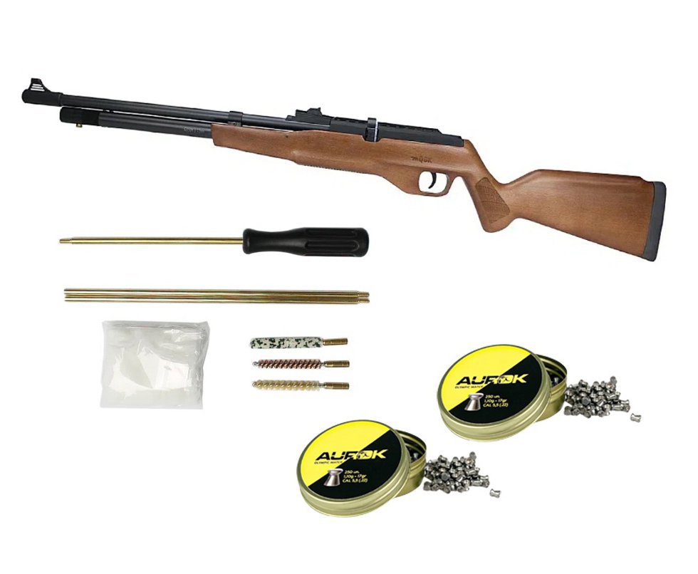 Carabina de Pressão PCP G850M Madeira Cal 5,5mm Nova Vista QGK + Kit Limpeza Aurok + Chumbinho