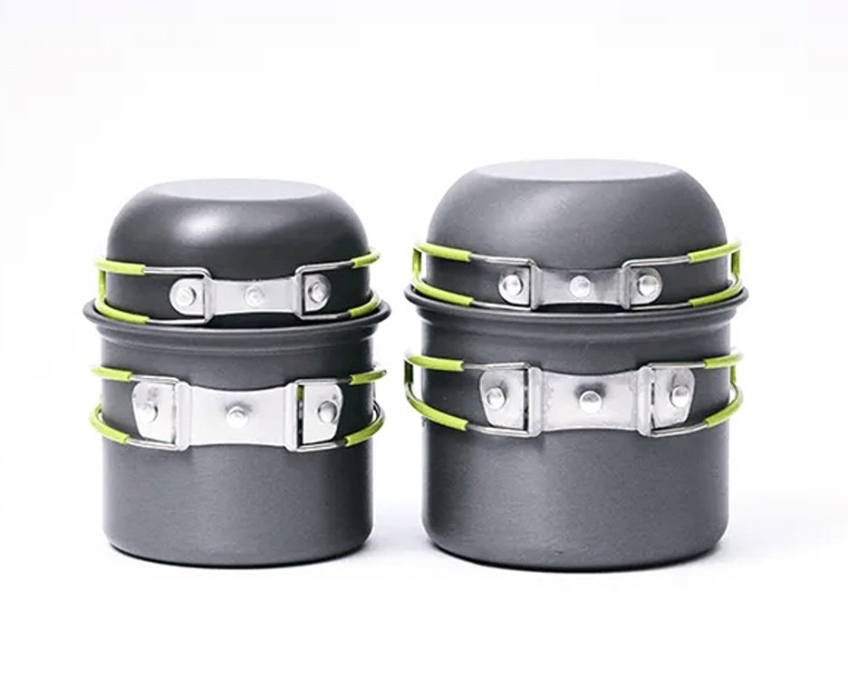 Conjunto de Panelas Camping Hawapi 4 Peças Ultraleve Verde Limão