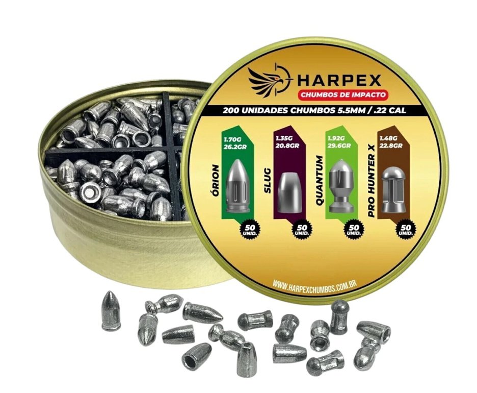 Chumbinho Harpex Combo de Impacto - Orion, Slug, Quantum, Pro Hunter X 5,5mm 200 Un