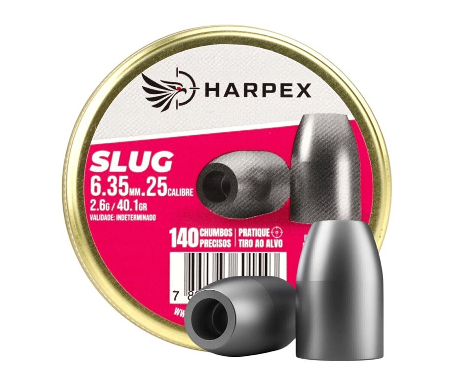 Chumbinho Harpex Slug 6,35mm (.25) – 140 Unidades | 2,6 g (40,1 grains)