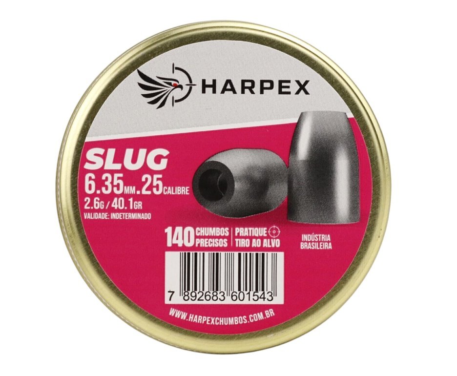 Chumbinho Harpex Slug 6,35mm (.25) – 140 Unidades | 2,6 g (40,1 grains)