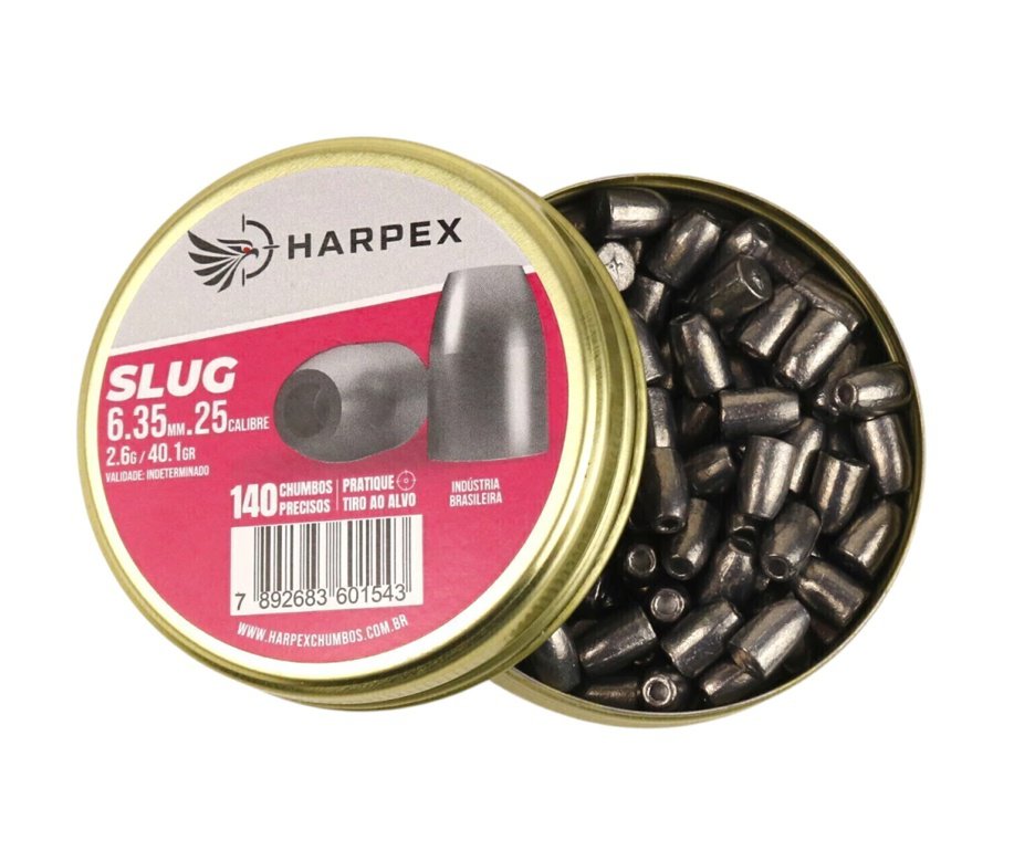 Chumbinho Harpex Slug 6,35mm (.25) – 140 Unidades | 2,6 g (40,1 grains)