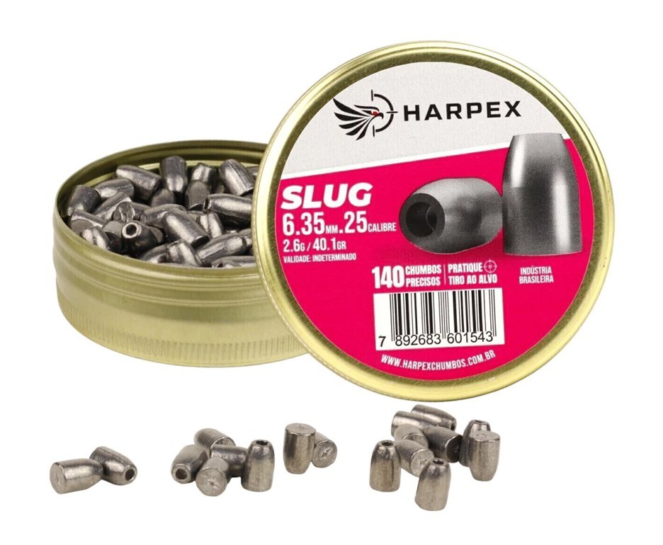 Chumbinho Harpex Slug 6,35mm (.25) – 140 Unidades | 2,6 g (40,1 grains)