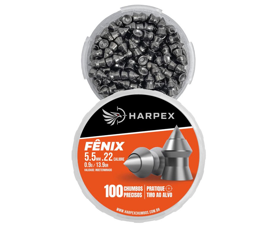 Chumbinho Harpex Fênix Precisão 5.5mm (.22) 100 pcs/pot