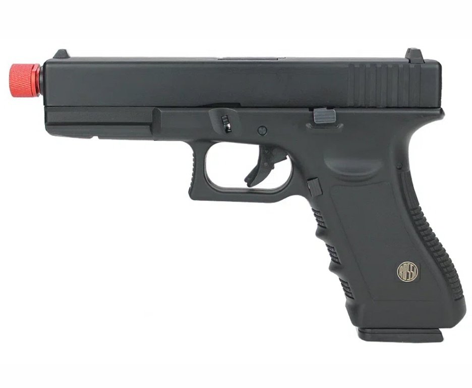 Pistola de Airsoft Gás GBB Glock VG V17 Full Metal Blowback 6mm - Rossi + Case + BBS + Green Gás + Óleo de Silicone + Alvos