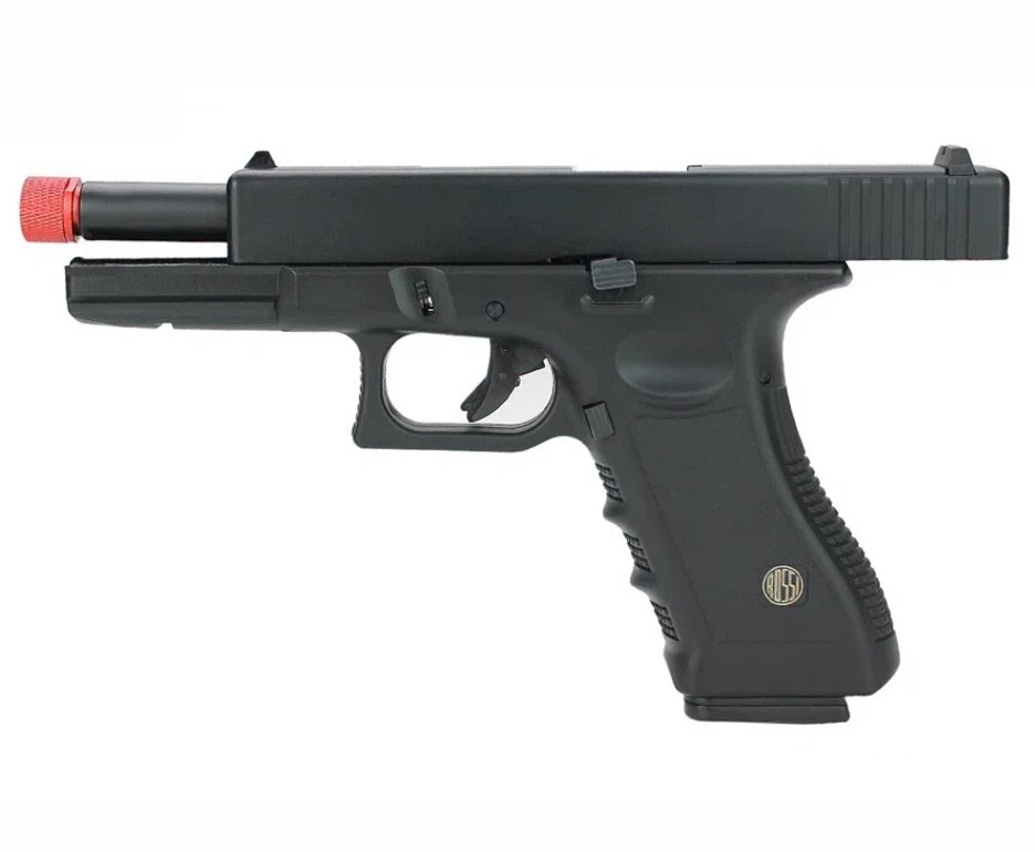 Pistola de Airsoft Gás GBB Glock VG V17 Full Metal Blowback 6mm - Rossi + Case + BBS + Green Gás + Óleo de Silicone + Alvos