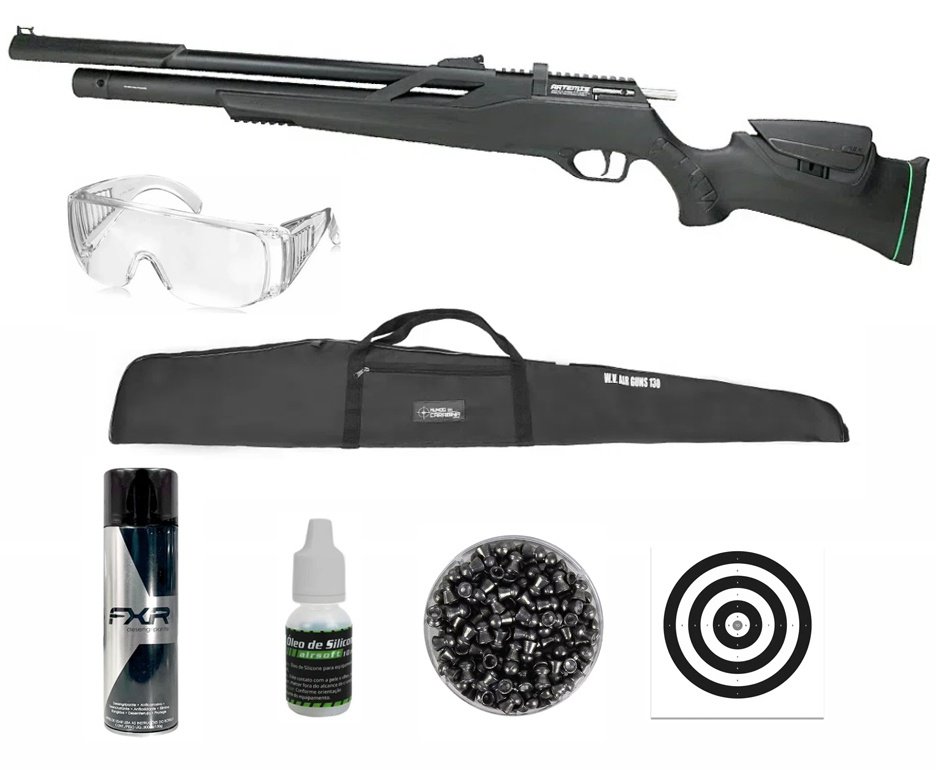 Carabina PCP Artemis T-REX Montecarlo 5.5 com Válvula Reguladora - FXR + Capa + Desengripante/Anticorrosivo + Óleo De Silicone + Alvos + Chumbo + Óculos