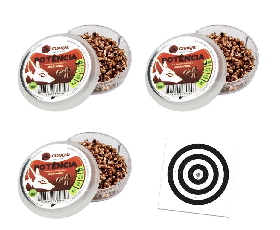 Kit 03 Cx Chumbinho De Pressão Premium Potencia Cobreado 4,5mm + Alvos