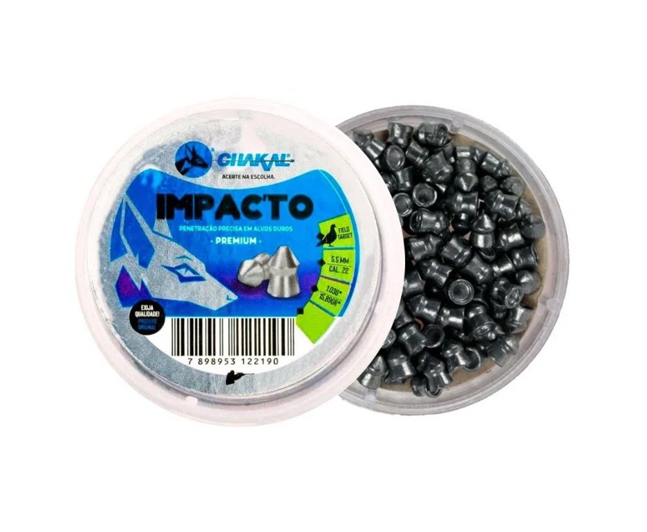 Kit 05 Cx Chumbinho Stalker Premium Alta precisão e penetração 1,8g 5,5 - Chakal + Alvos