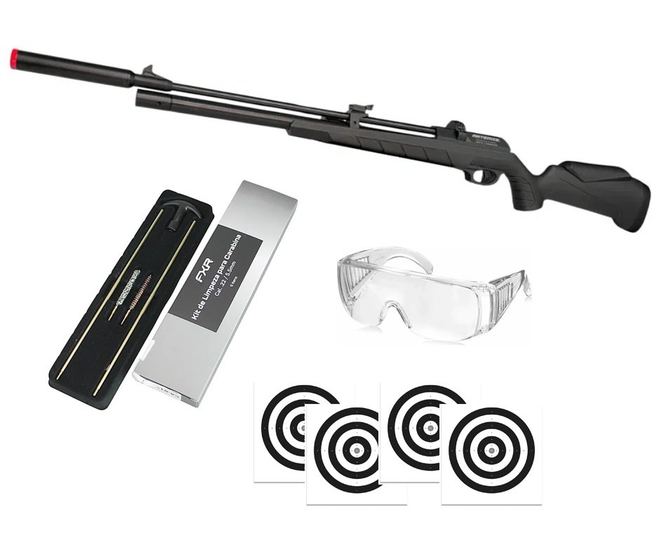 Carabina PCP Artemis PR900S G3 Black 5,5mm - FXR Artemis + Alvos + Kit de Limpeza + Óculos