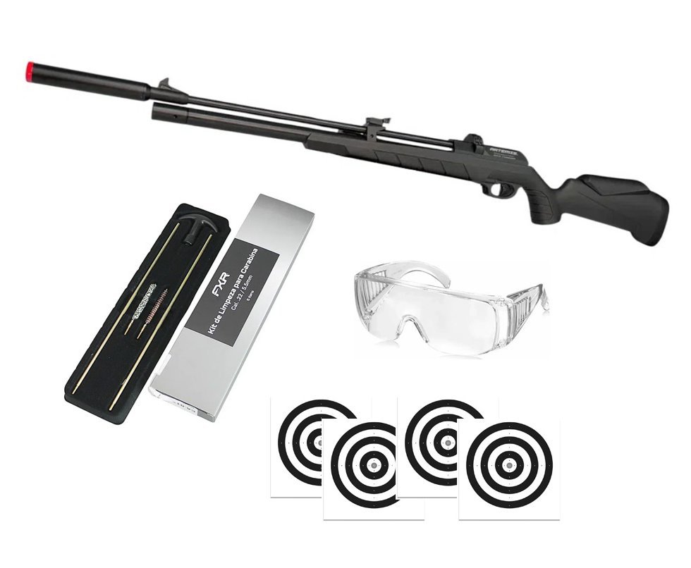 Carabina PCP Artemis PR900S G3 Black 5,5mm - FXR Artemis + Alvos + Kit de Limpeza + Óculos