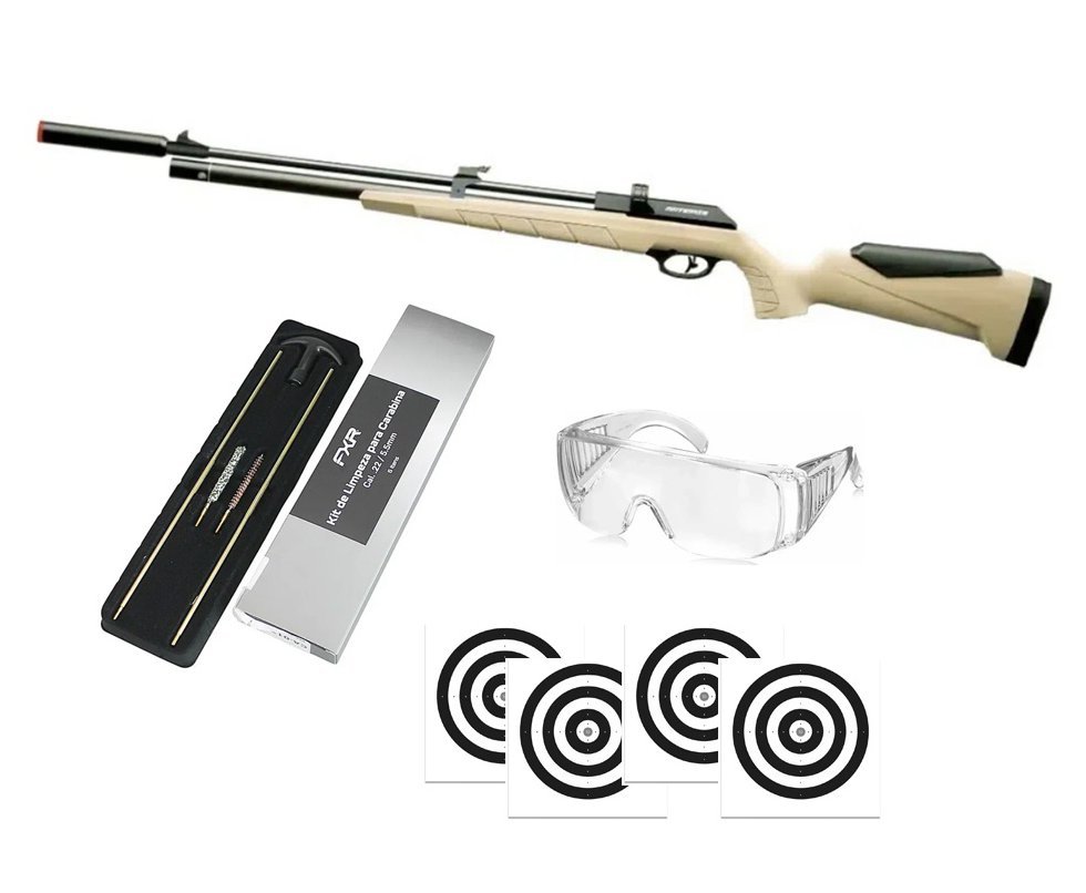 Carabina de Pressão Artemis PCP PR900T G3 Tan 5,5mm - FXR + Alvos + Kit de Limpeza + Óculos