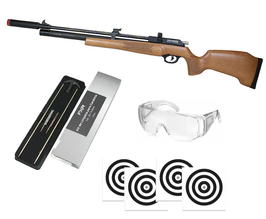 Carabina PCP Artemis PR900W G3 5,5mm - FXR Artemis + Alvos + Kit de Limpeza + Óculos