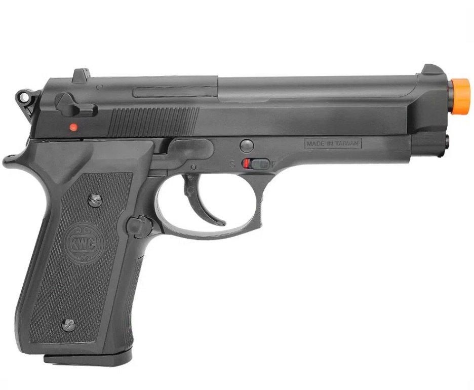 Pistola De Airsoft Beretta M92 Spring Cal 6.0 Mm Kwc + Coldre + BBS + Alvos