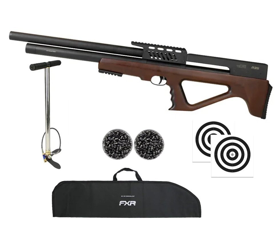 Carabina de Pressão PCP R35 Bullpup Madeira 6,35mm - Rossi + Bomba + Capa + Chumbo + Alvos + Luneta 4-16x50