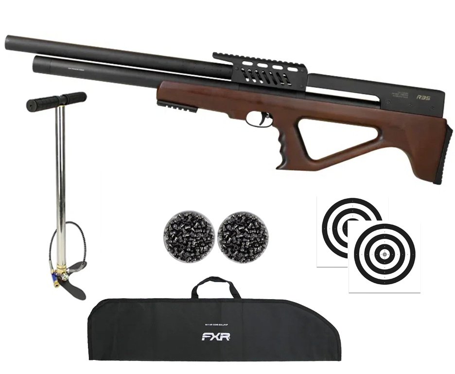 Carabina de Pressão PCP R35 Bullpup Madeira 6,35mm - Rossi + Bomba + Capa + Chumbo + Alvos