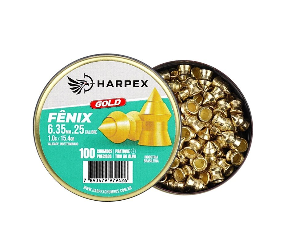 Chumbinho Harpex Fenix Gold 6,35mm 100 pcs alta perfuração e velocidade