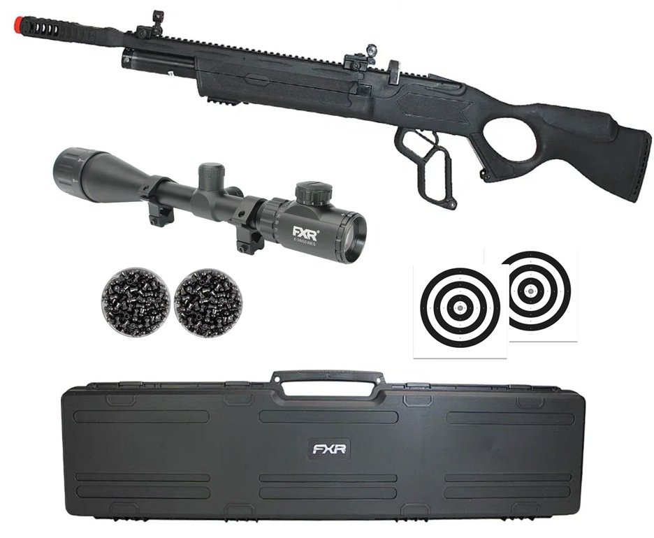Carabina de Pressão PCP Hatsan Vectis 6.35mm Lever Action - Rossi + Luneta 6-24x50  + Alvos + Chumbo + Case FXR