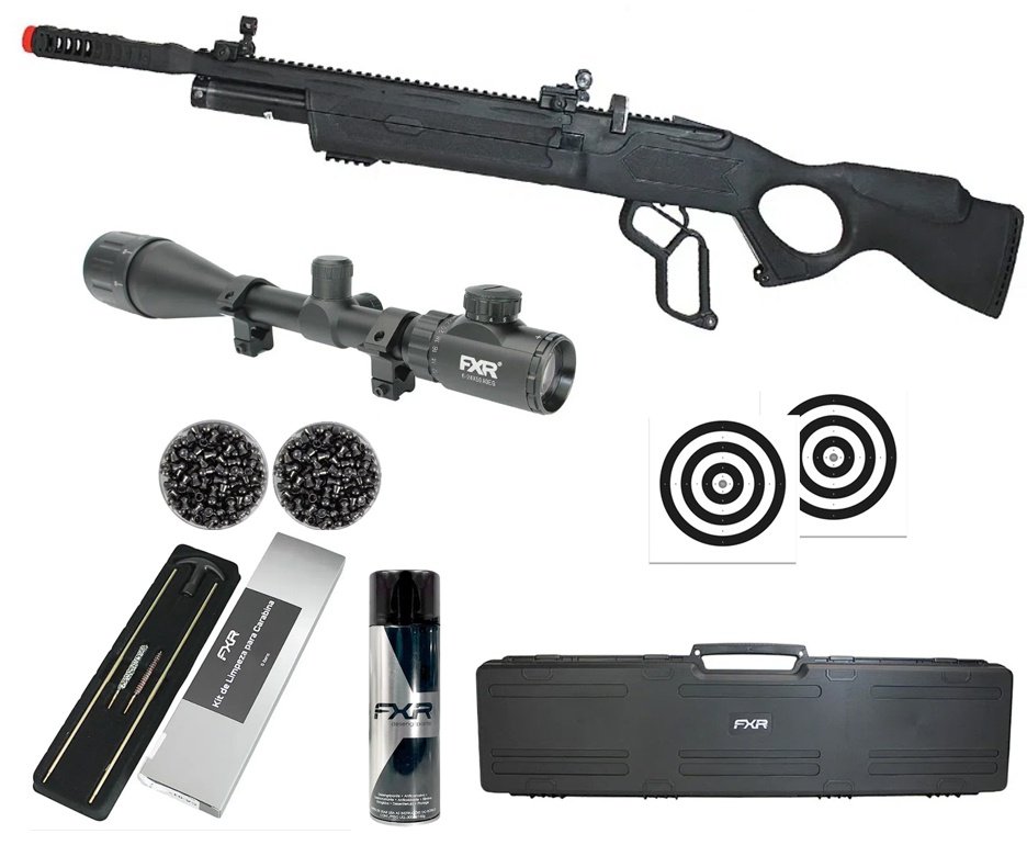 Carabina de Pressão PCP Hatsan Vectis 6.35mm Lever Action - Rossi + Luneta 6-24x50  + Alvos + Chumbo + Case FXR + Kit de Limpeza + Desengripante / Anticorrosivo