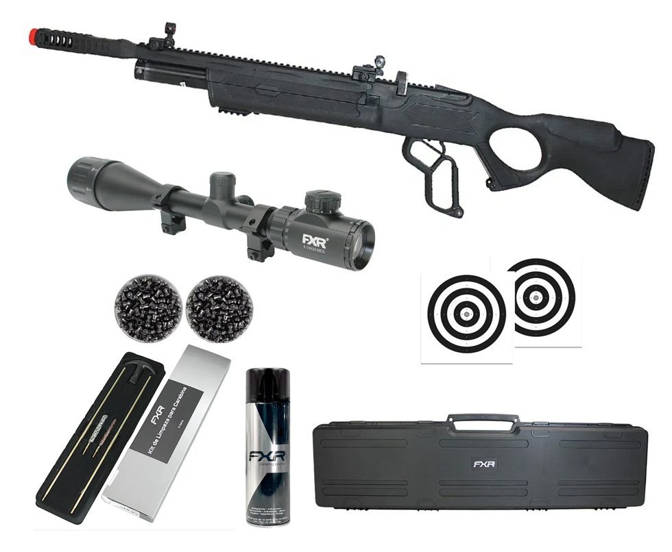 Carabina de Pressão PCP Hatsan Vectis 6.35mm Lever Action - Rossi + Luneta 6-24x50 + Alvos + Chumbo + Case FXR + Kit de Limpeza + Desengripante / Anticorrosivo