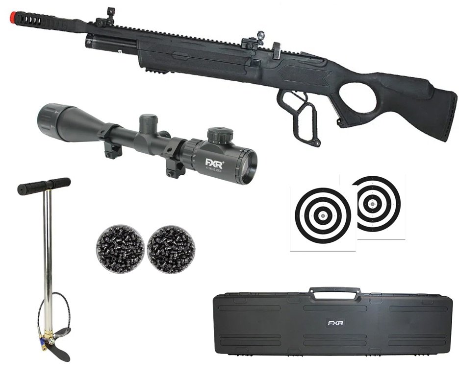 Carabina de Pressão PCP Hatsan Vectis 6.35mm Lever Action - Rossi + Luneta 6-24x50  + Alvos + Chumbo + Case FXR + Bomba