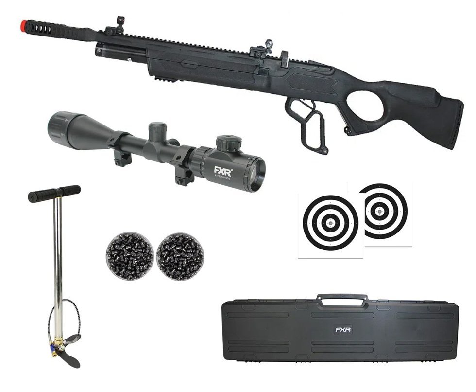 Carabina de Pressão PCP Hatsan Vectis 6.35mm Lever Action - Rossi + Luneta 6-24x50 + Alvos + Chumbo + Case FXR + Bomba