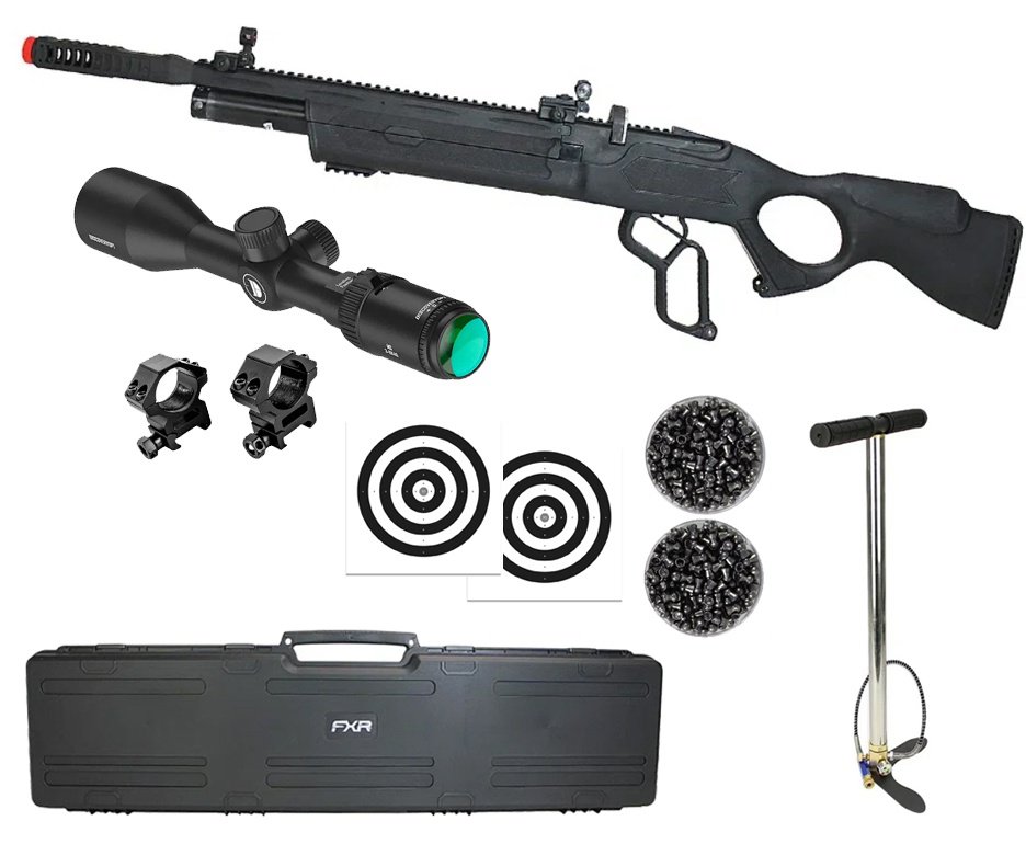 Carabina de Pressão PCP Hatsan Vectis 6.35mm Lever Action - Rossi + Luneta Discovery 3-9x40 + Alvos + Chumbo + Case FXR