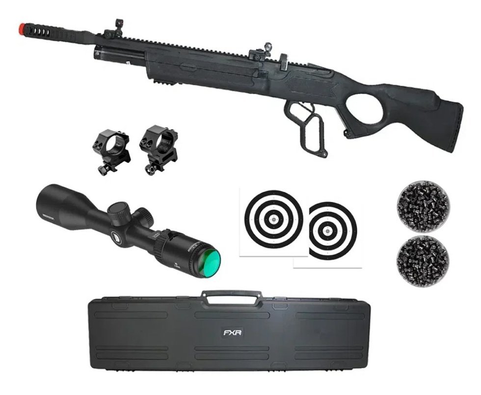 Carabina de Pressão PCP Hatsan Vectis 6.35mm Lever Action - Rossi + Luneta 3-9x40 + Alvos + Chumbo + Case FXR