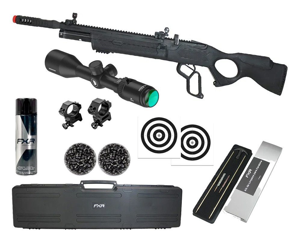 Carabina de Pressão PCP Hatsan Vectis 6.35mm Lever Action - Rossi + Luneta Discovery 3-9x40 + Alvos + Chumbo + Case FXR + Kit de Limpeza + Desengripante / Anticorrosivo