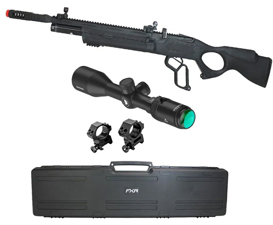 Carabina de Pressão PCP Hatsan Vectis 6.35mm Lever Action - Rossi + Luneta Discovery 3-9x40 + Case FXR + Bomba