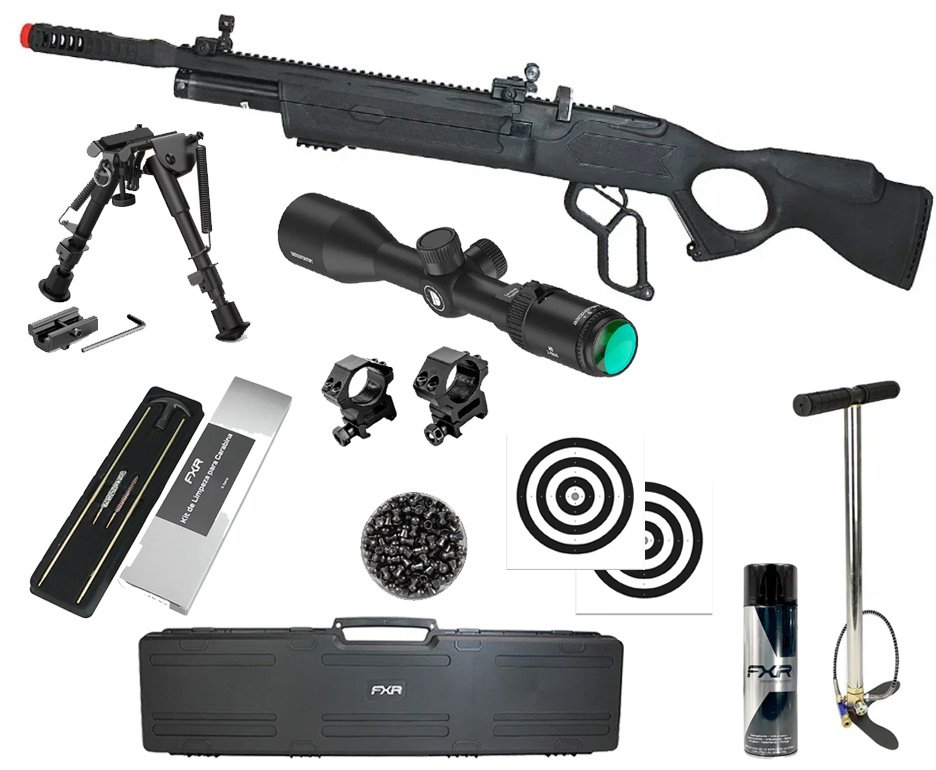 Carabina de Pressão PCP Hatsan Vectis 6.35mm Lever Action + Bomba + Case + Luneta Discovery 3-9x40  + Chumbo + Alvos + Bipé + Desengripante / Anticorrosivo + Kit de Limpeza