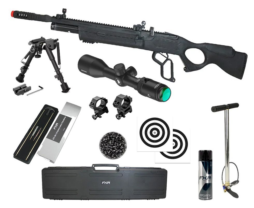Carabina de Pressão PCP Hatsan Vectis 6.35mm Lever Action + Bomba + Case + Luneta Discovery 3-9x40 + Chumbo + Alvos + Bipé + Desengripante / Anticorrosivo + Kit de Limpeza