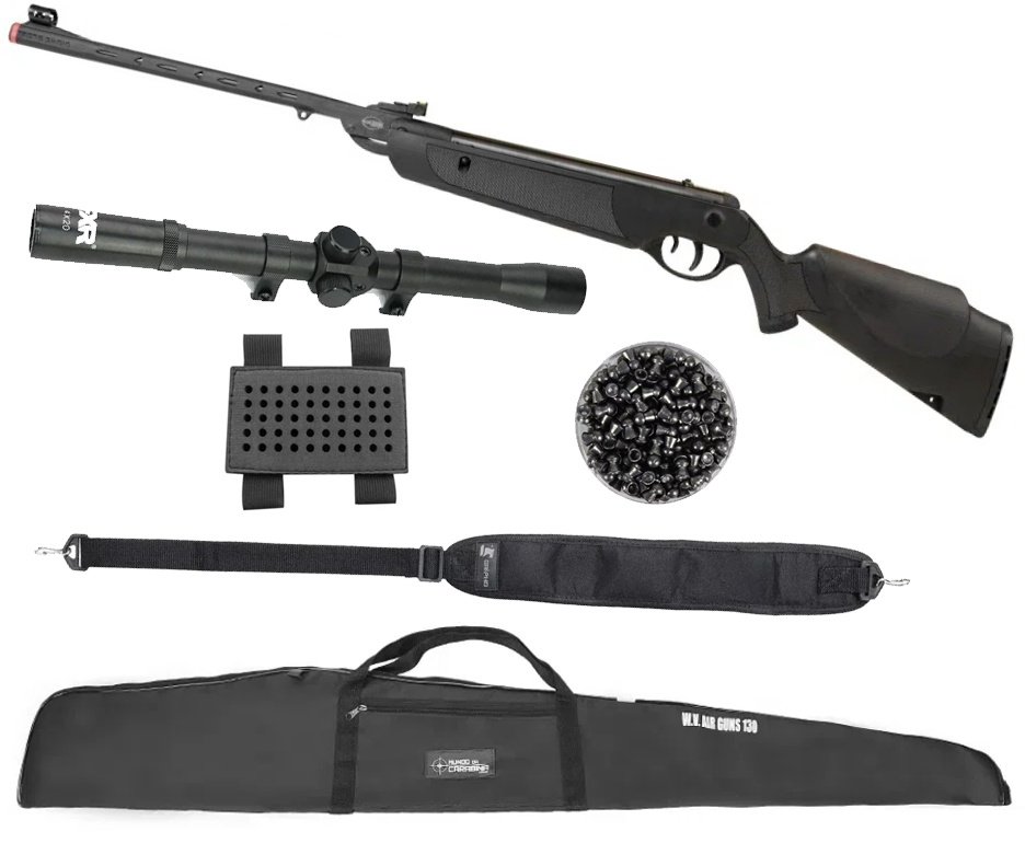 Carabina de Pressão Rossi Dione Sport MH 5,5mm - Rossi + Capa + Luneta 4x20 + Porta Chumbinho + Chumbo + Bandoleira