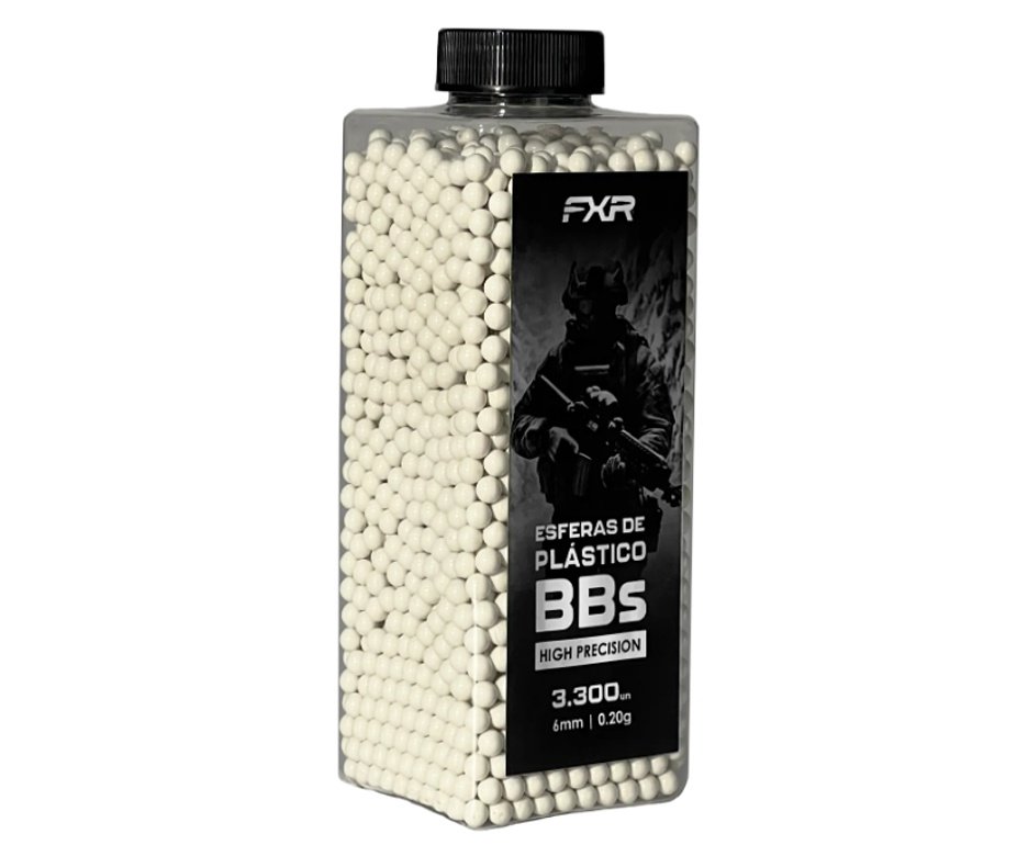Esferas de Airsoft BBs 6mm FXR High Precision 0.20g - Pote 3300