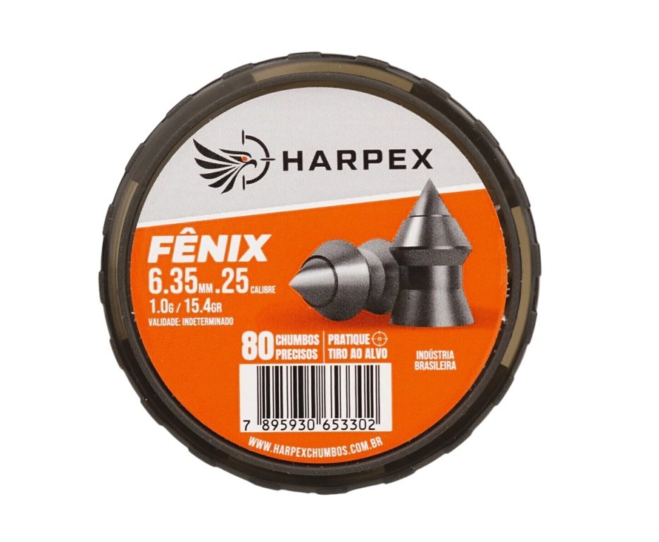Chumbinho Harpex Fenix 6,35mm 15,4gr 80un - velocidade, penetração e precisão