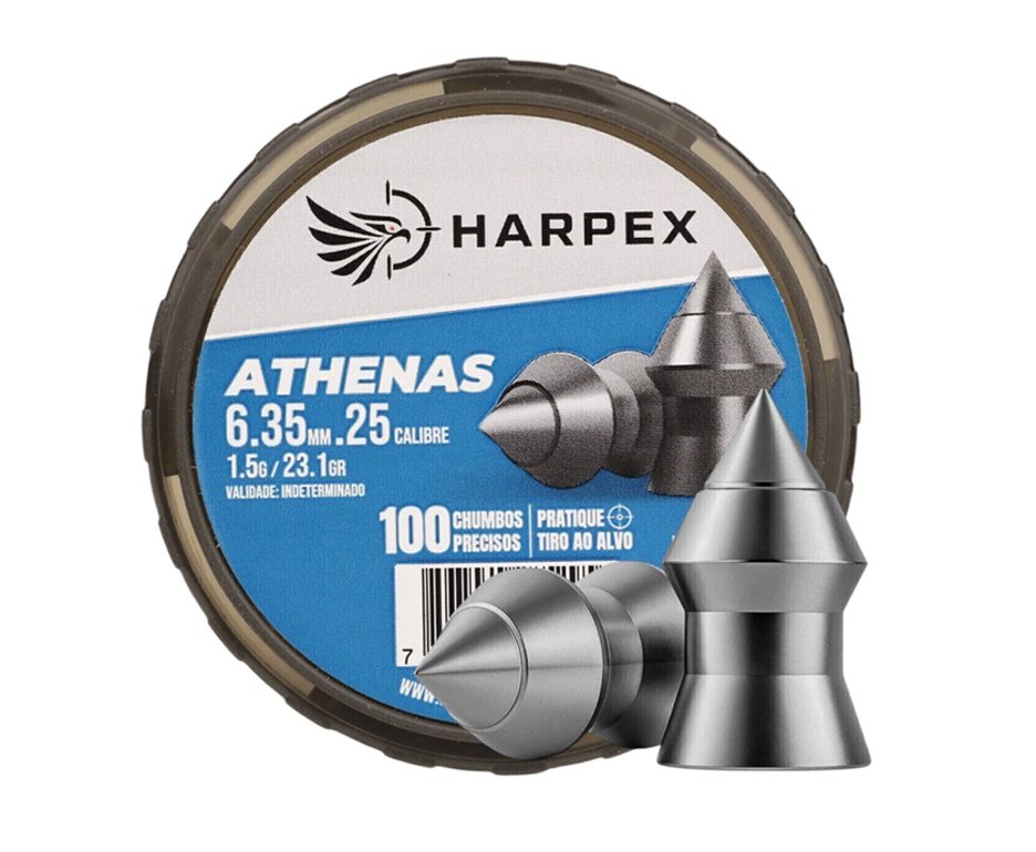 Chumbinho Harpex Athenas 6,35mm alta perfuração 23,1gr com 100 pcs