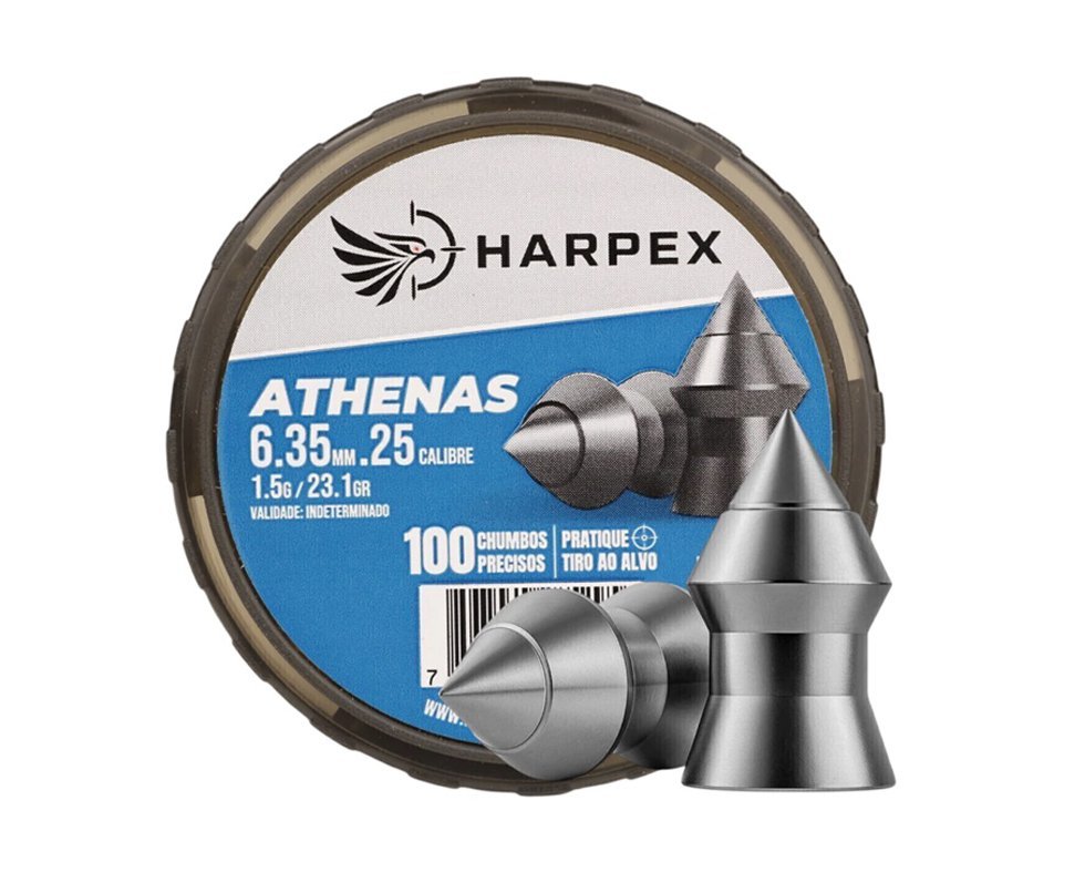 Chumbinho Harpex Athenas 6,35mm alta perfuração 23,1gr com 100 pcs
