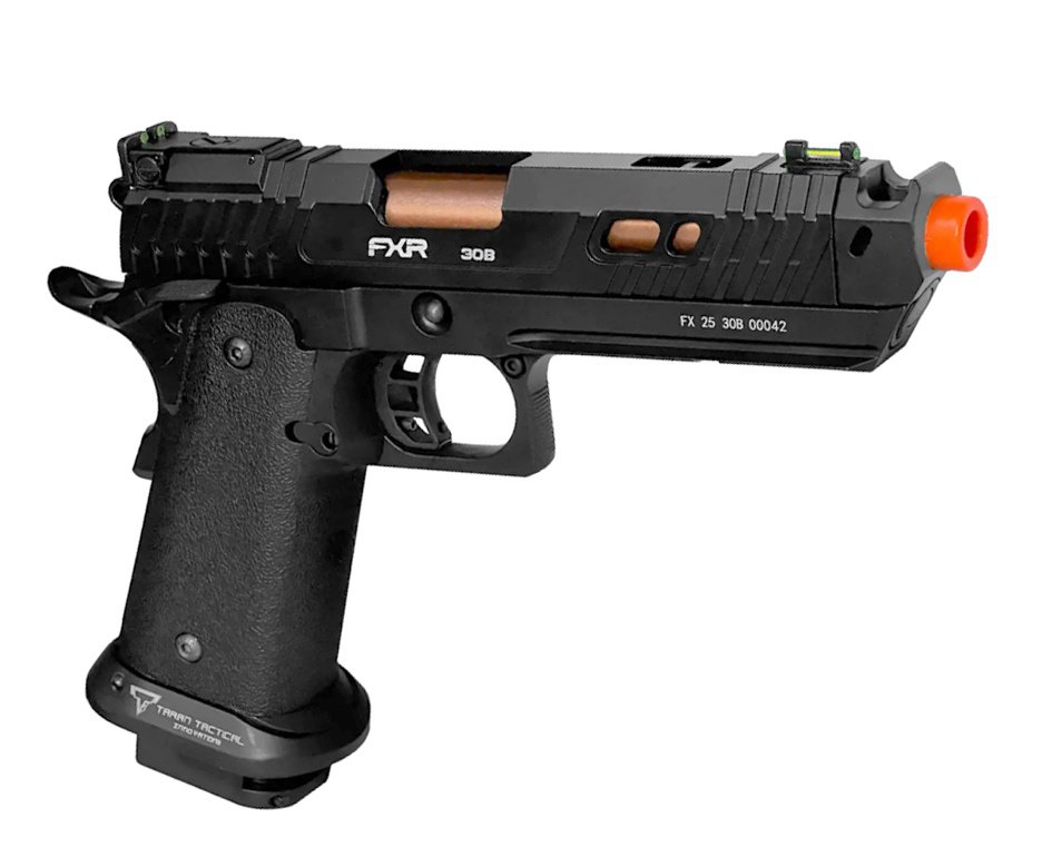Pistola de Airsoft GBB 1911 Taran Tactical Double Bell Hi-Capa 30B JW4 Cal 6mm - FXR Arms + GBB + BBS + Alvos + Laser + Óleo de Silicone + Kamuff