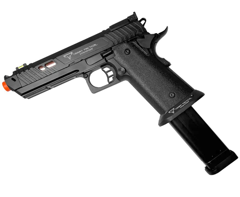 Pistola de Airsoft GBB 1911 Taran Tactical Double Bell Hi-Capa 30B JW4 Cal 6mm - FXR Arms + GBB + BBS + Alvos + Óleo de Silicone + Kamuff