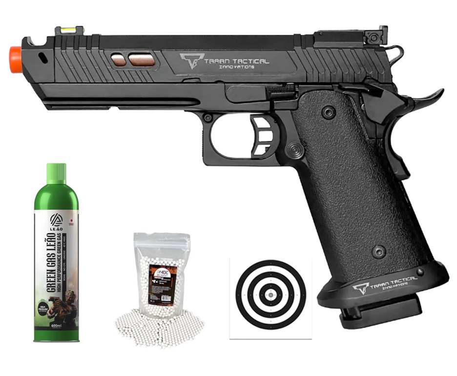 Pistola de Airsoft GBB 1911 Taran Tactical Double Bell Hi-Capa 30B JW4 Cal 6mm - FXR Arms + GBB + BBS + Alvos