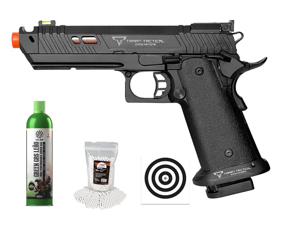 Pistola de Airsoft GBB 1911 Taran Tactical Double Bell Hi-Capa 30B JW4 Cal 6mm - FXR Arms + GBB + BBS + Alvos