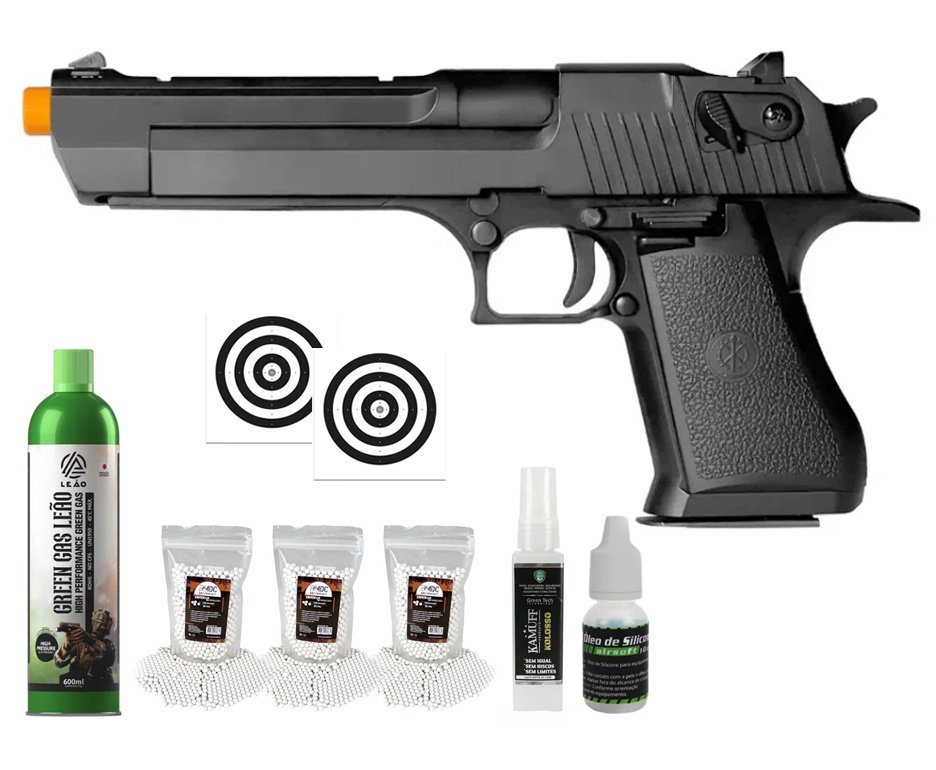 Pistola de Airsoft GBB Desert Eagle Double Bell 779 Green Gas - FXR Arms + GBB + BBS + Alvos + Óleo de Silicone + Kamuff