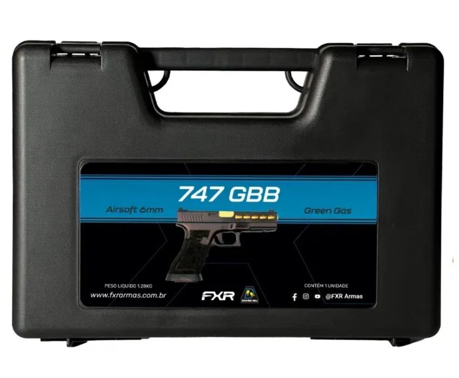 Pistola de Airsoft Gas GBB Glock G17 Custom Blowback Double Bell 747 6mm - FXR Arms + GBB + BBS + Alvos + Laser + Óleo de Silicone + Kamuff