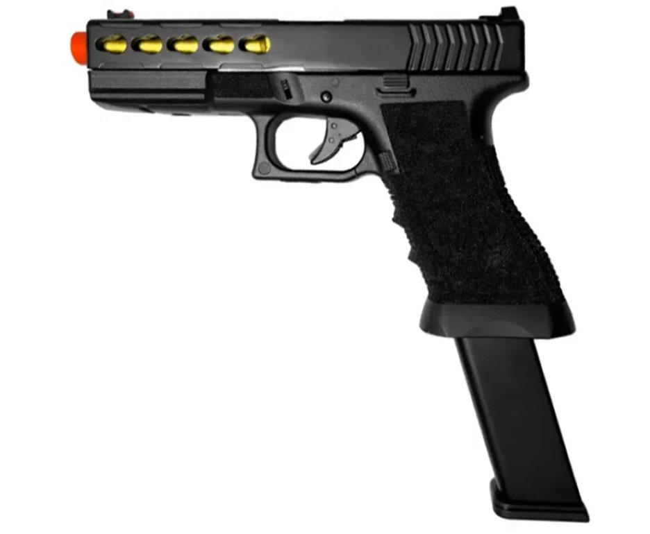 Pistola de Airsoft Gas GBB Glock G17 Custom Blowback Double Bell 747 6mm - FXR Arms + GBB + BBS + Alvos
