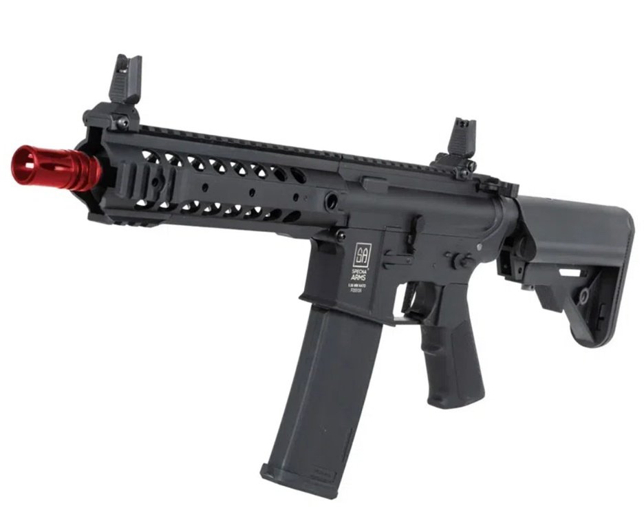 Rifle de Airsoft AEG SA-F01 Black FLEX HAL ETU Gen 2 - Specna Arms + Capa + BBS + Alvos + Red Dot + Óleo + Laser + Desengripante / Anticorrosivo + Kit Fluidos