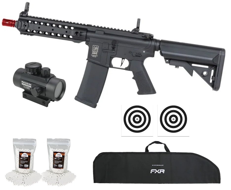 Rifle de Airsoft AEG SA-F01 Gen2 Black FLEX HAL ETU - Specna Arms + Capa + BBS + Alvos + Red Dot
