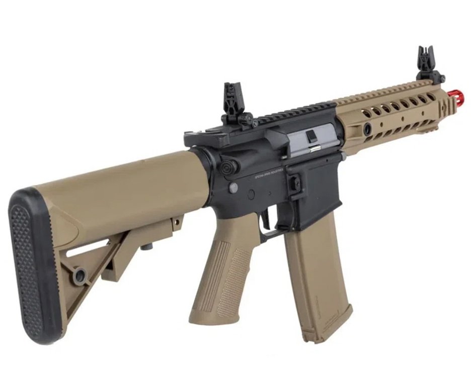 Rifle de Airsoft AEG SA-F01 Half Tan FLEX HAL ETU Gen 2 - Specna Arms + Capa + BBS + Alvos + Red Dot + Óleo + Laser + Desengripante / Anticorrosivo + Kit Fluidos