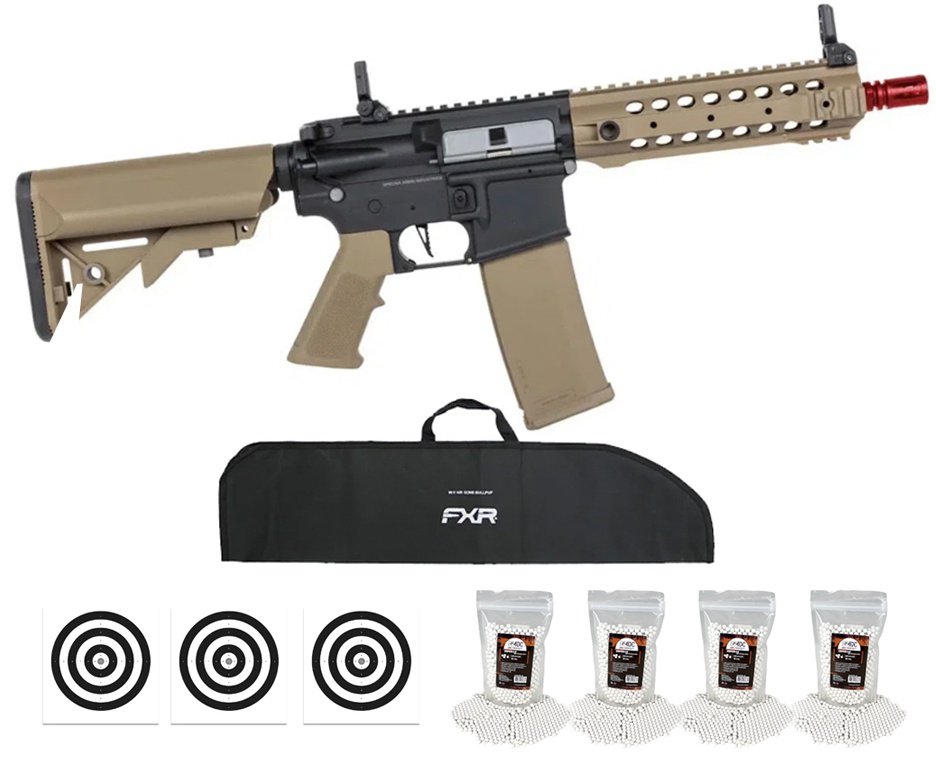 Rifle de Airsoft AEG SA-F01 Gen2 Half Tan FLEX HAL ETU - Specna Arms + Capa + BBS + Alvos