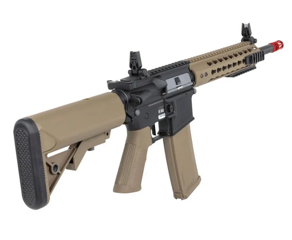 Rifle de Airsoft AEG SA-F02 Half Tan FLEX HAL ETU Gen 2 - Specna Arms + Capa + BBS + Alvos + Red Dot + Óleo + Laser + Desengripante / Anticorrosivo + Kit Fluidos