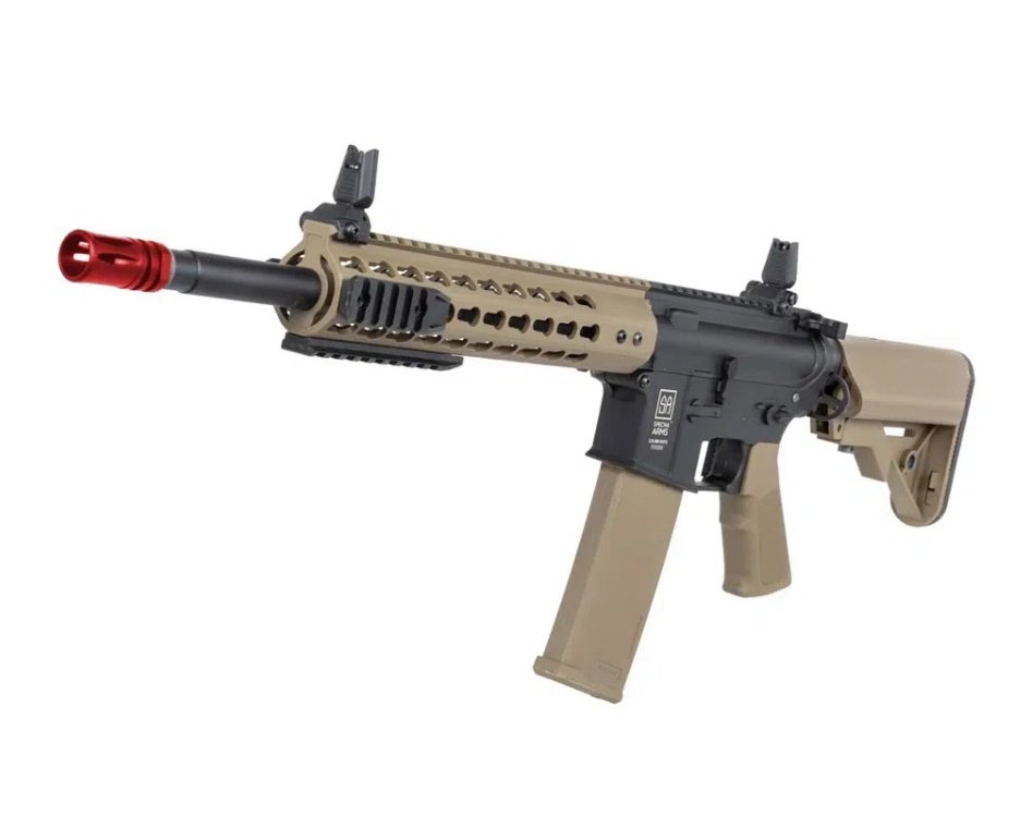 Rifle de Airsoft AEG SA-F02 Half Tan FLEX HAL ETU Gen 2 - Specna Arms + Capa + BBS + Alvos + Red Dot + Óleo + Laser
